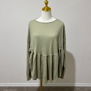 New! Women's Plus Size Elegant Olive Long Sleeve Top